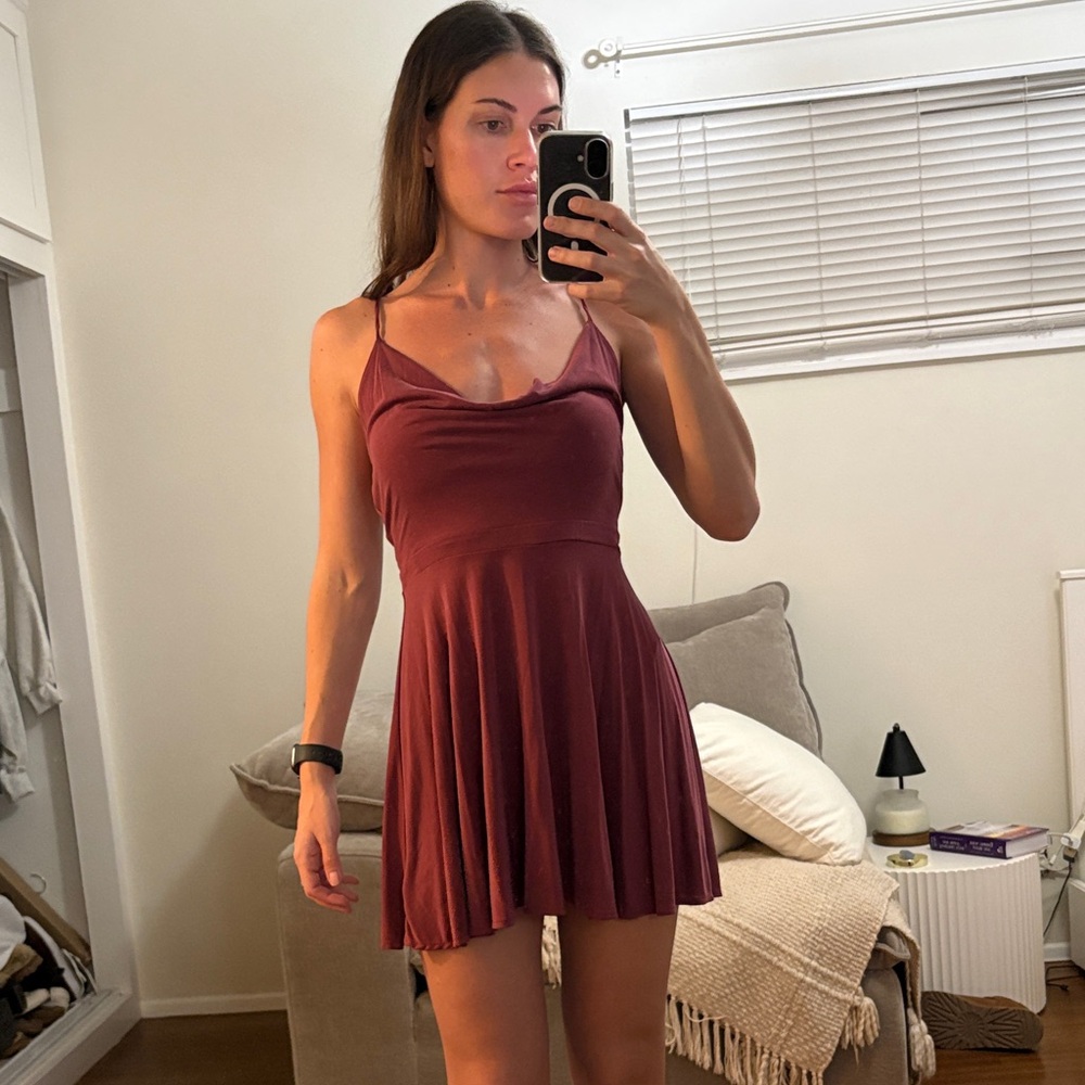 Silence + Noise Burgundy Mini Dress